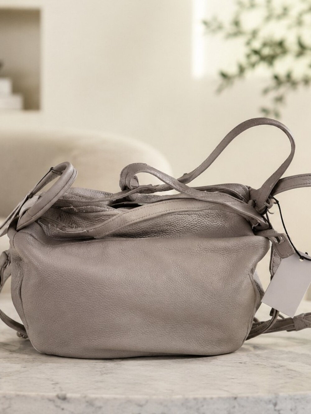 Philo Light Gray Leather Convertible Purse NWT Soft Pebbled Leather Crossbody